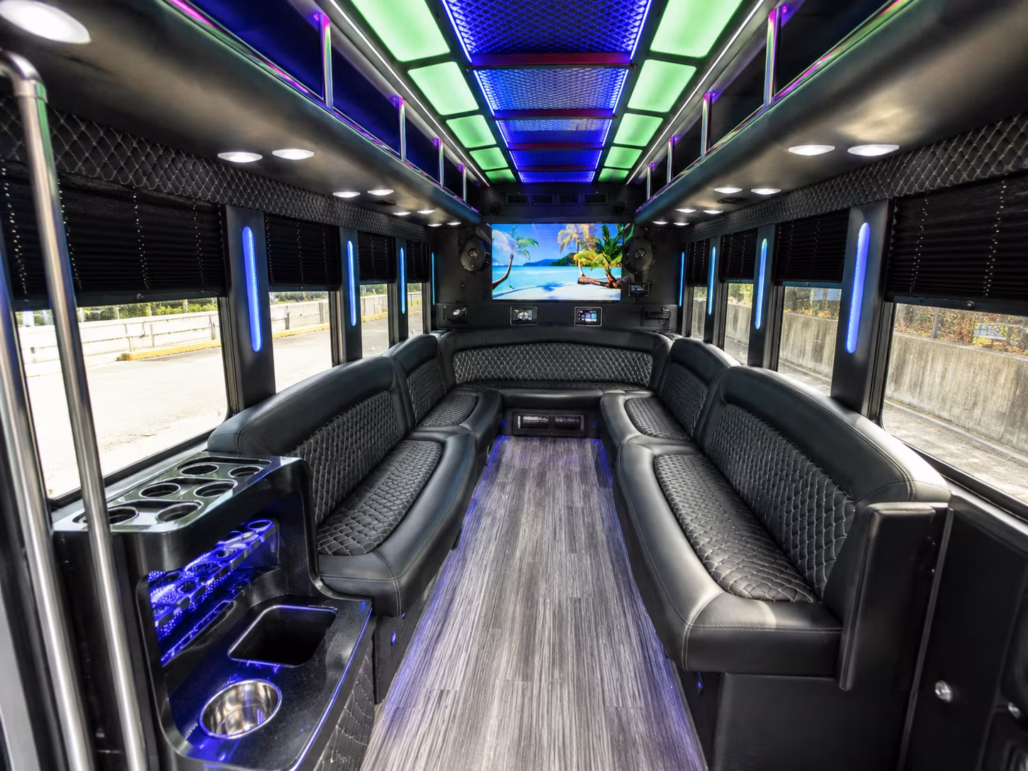 augusta 18 passenger party bus inside