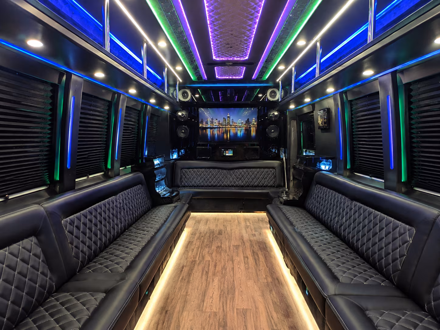 augusta 25 passenger party bus interior