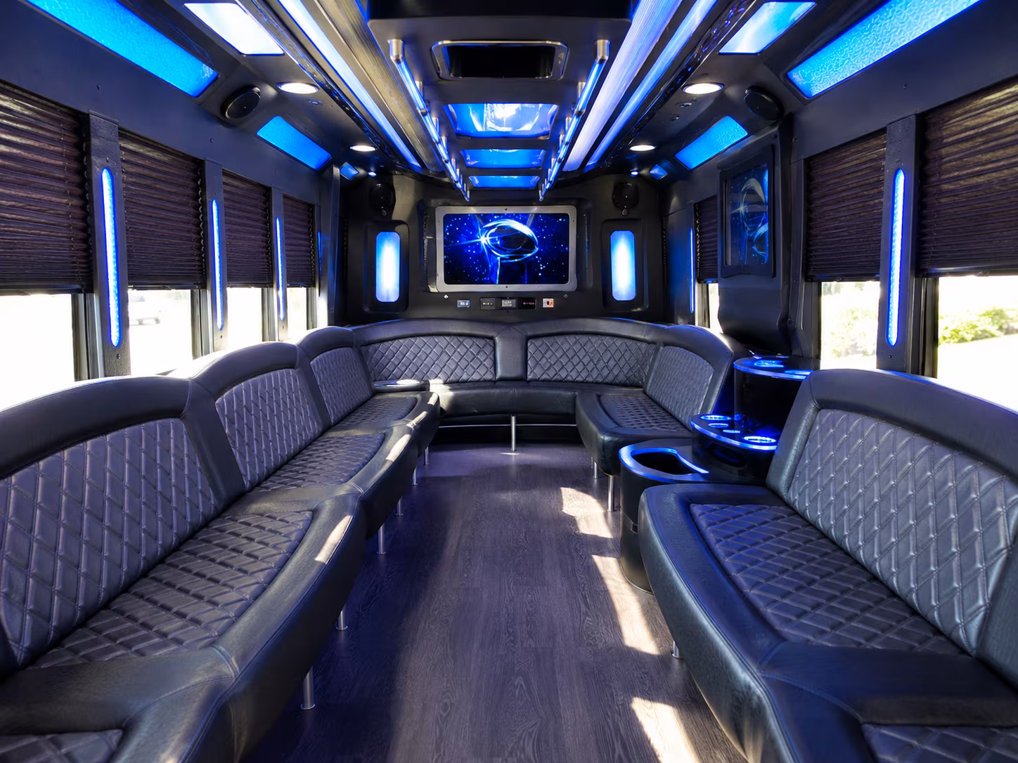 augusta 28 passenger party bus inside