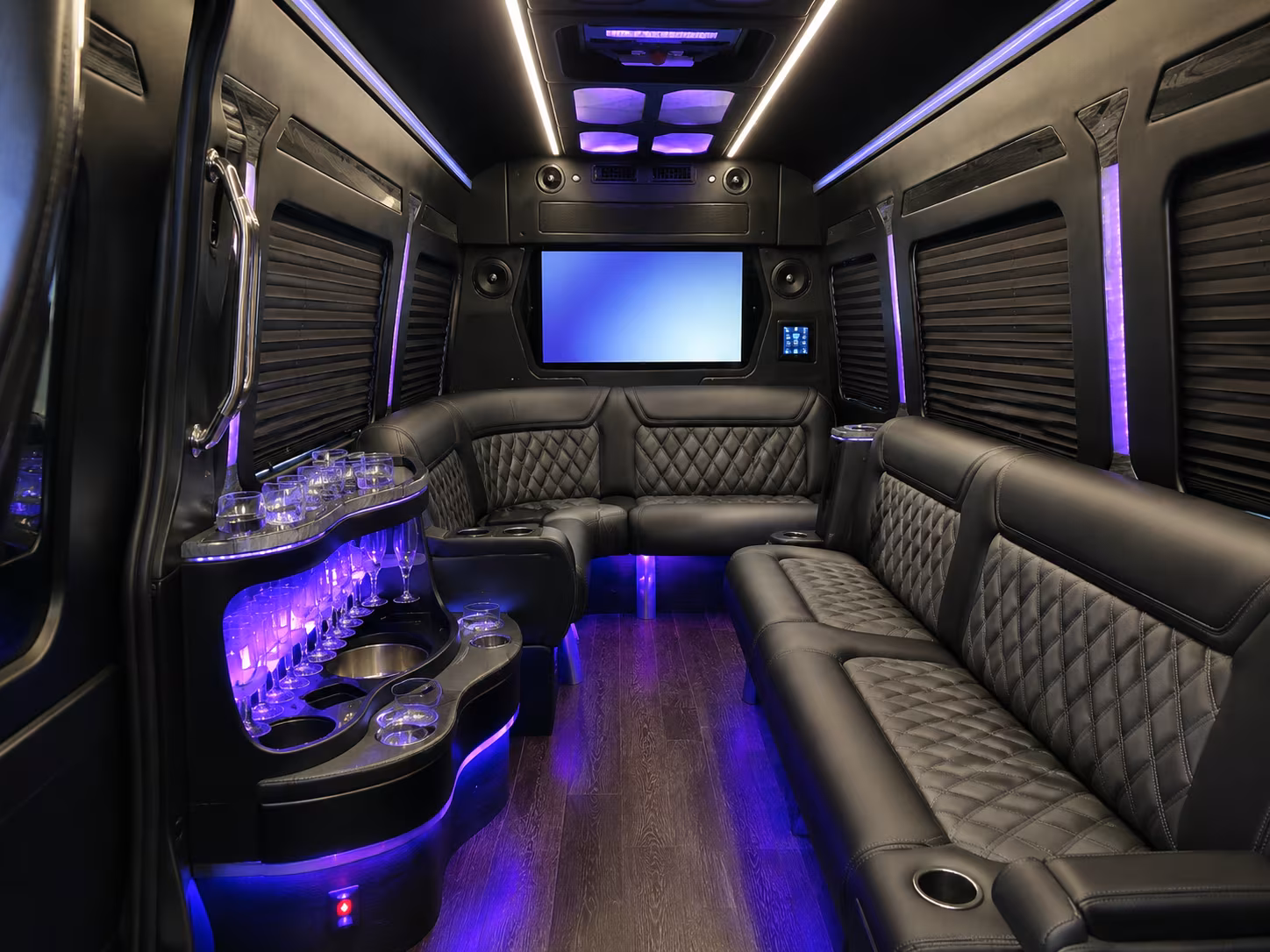 augusta 30 passenger party bus interior