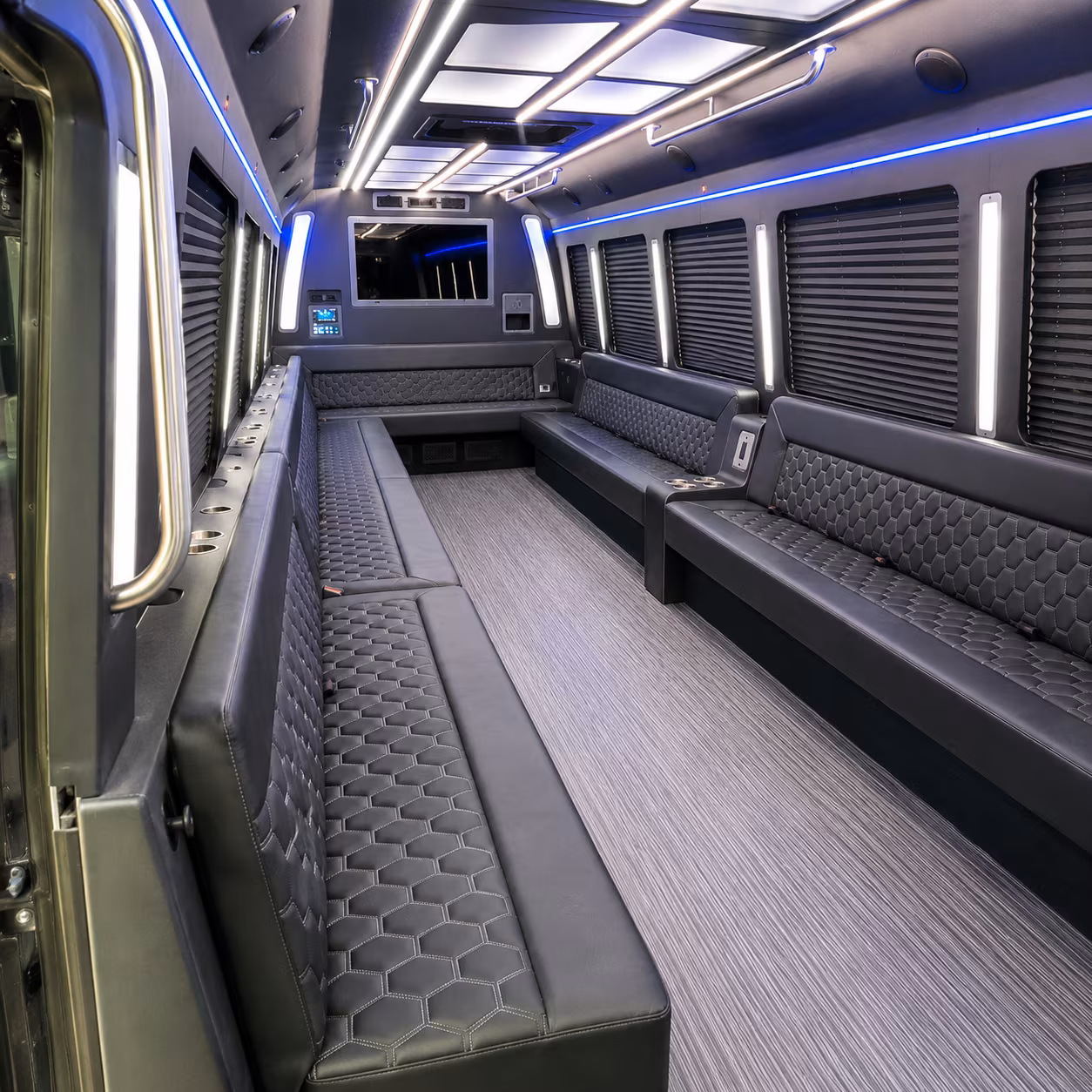 augusta 40 passenger party bus interior